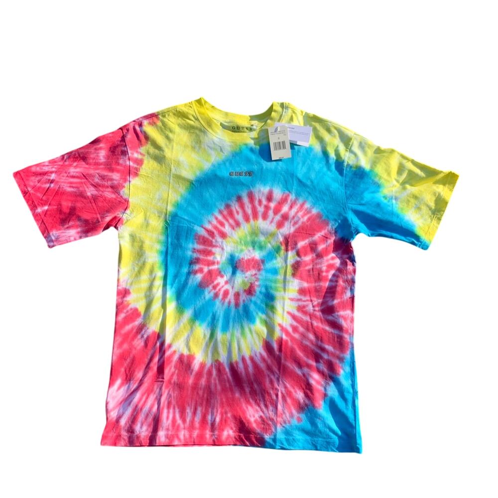 Mens Guess Jeans vibrant tie-dye Tshirt Size Small